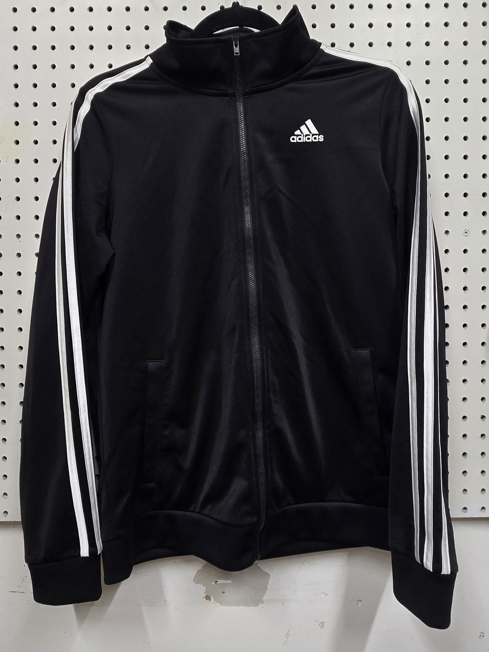 adidas Women's Black Track Jacket with White Triple Stripes
